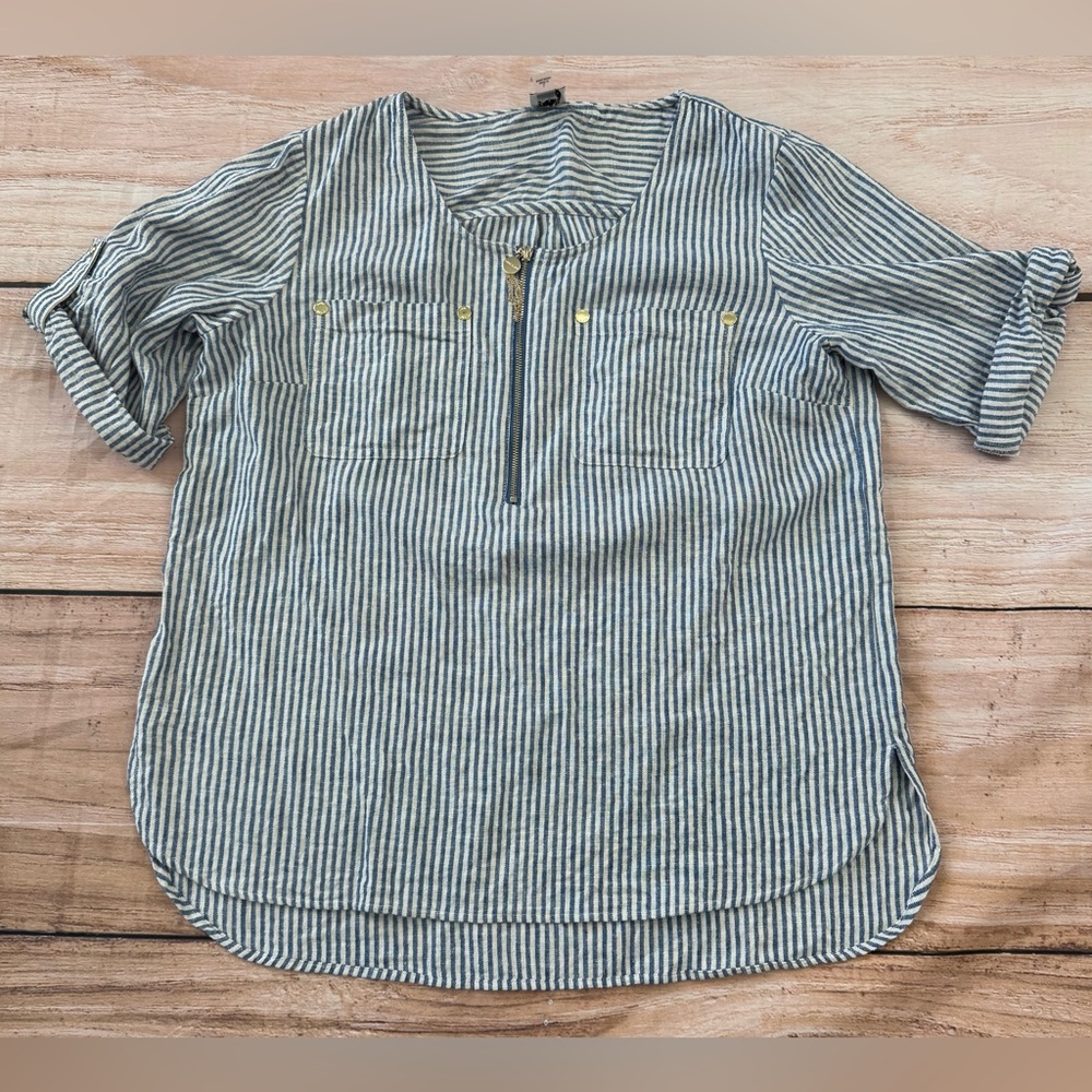 Anne Klein Striped Blouse - Black and White